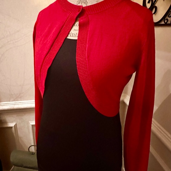 Talbots petite women’s silk solid red one-button cardigan sweater size small EUC - Picture 8 of 11